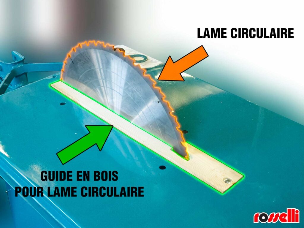 Guide en bois pour le disque d'établi de scie Rosselli Snc
