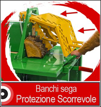 Banchi sega con protezione scorrevole per segare legna