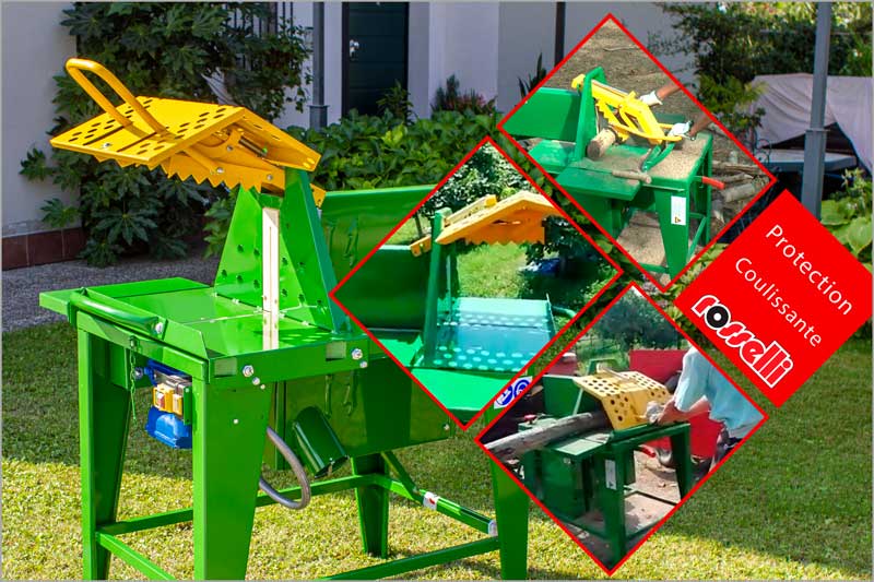 Protezione-scorrevole Bancs de scie avec protection coulissante pour bois de chauffage
