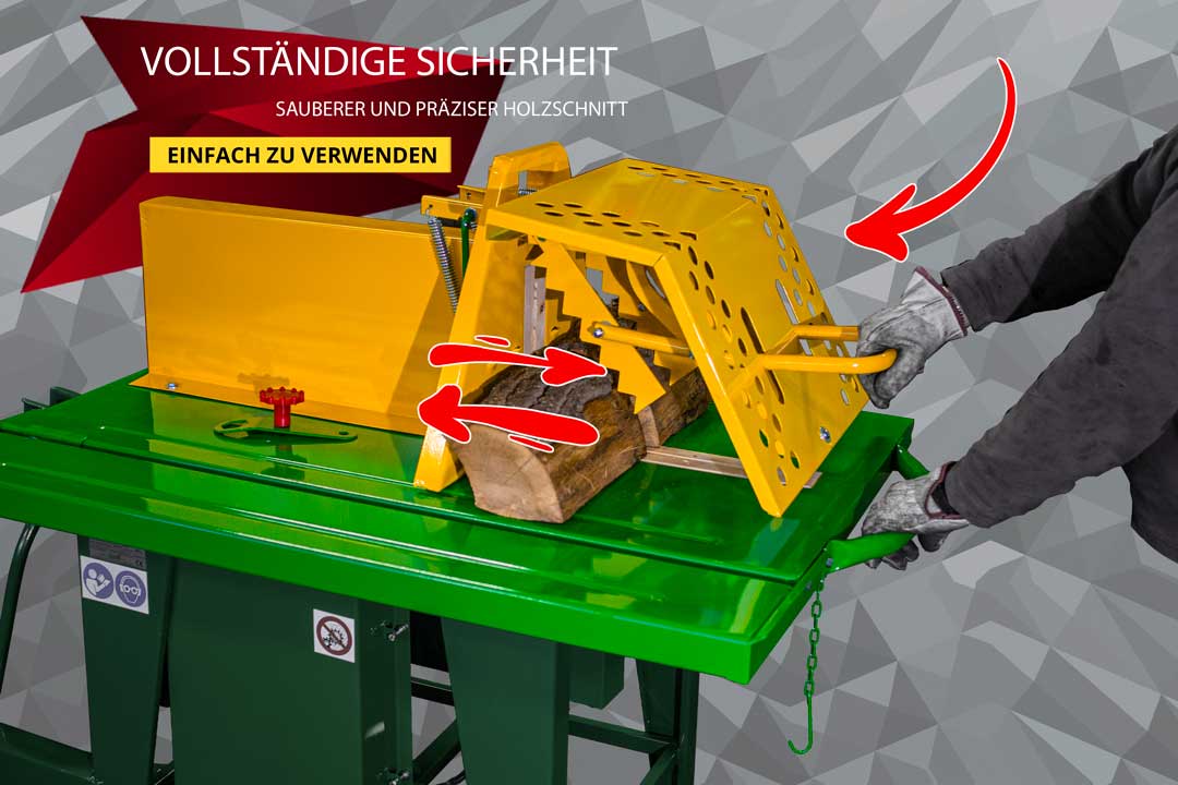 Protezione-scorrevole-DEU Roll-Tischkreissäge sicher und einfach zu bedienen